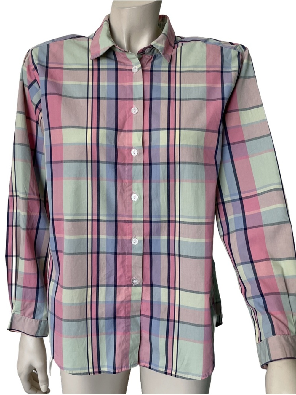 Vintage Koret Francisca Pastel Plaid Button Down Blouse